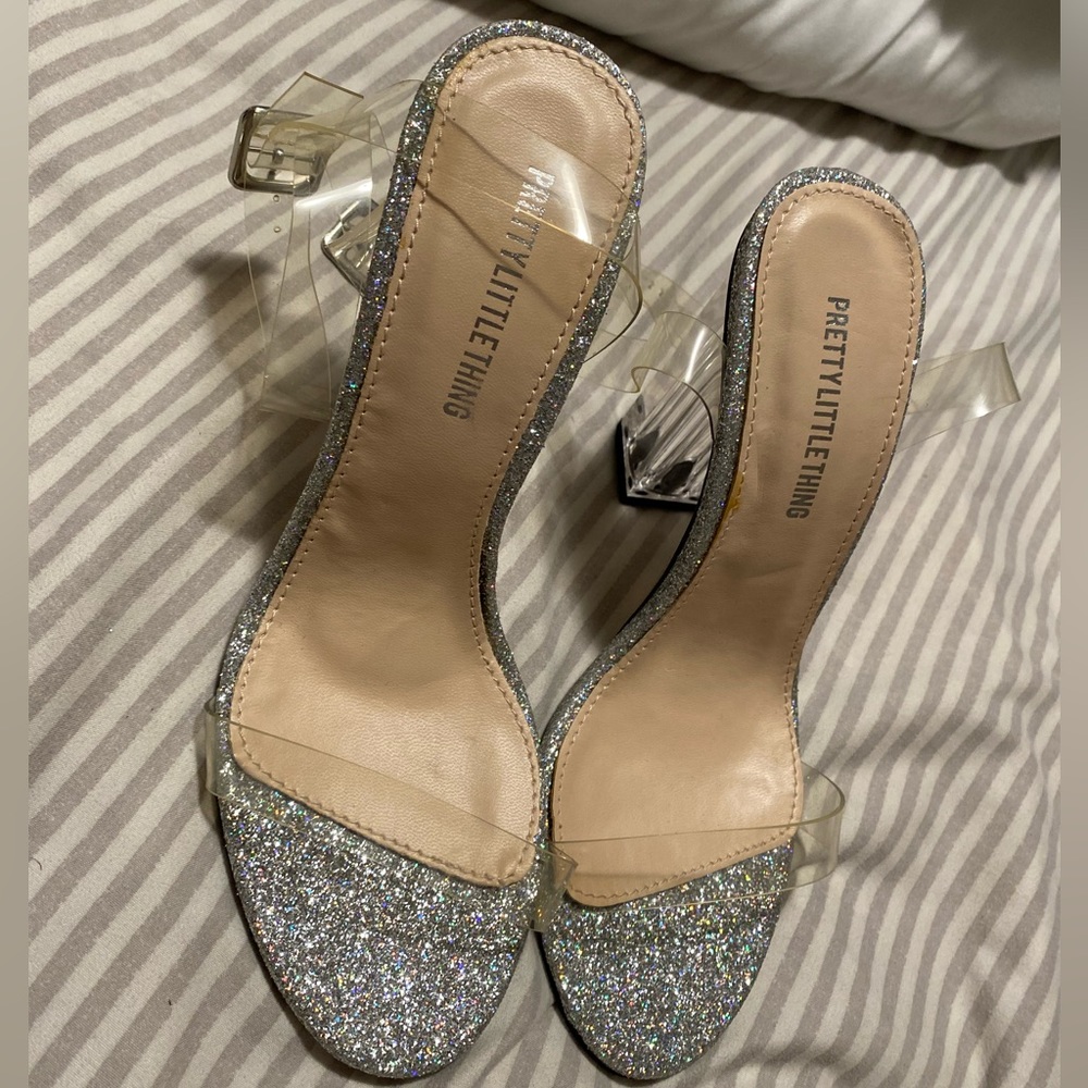 White and Silver with Clear Heel